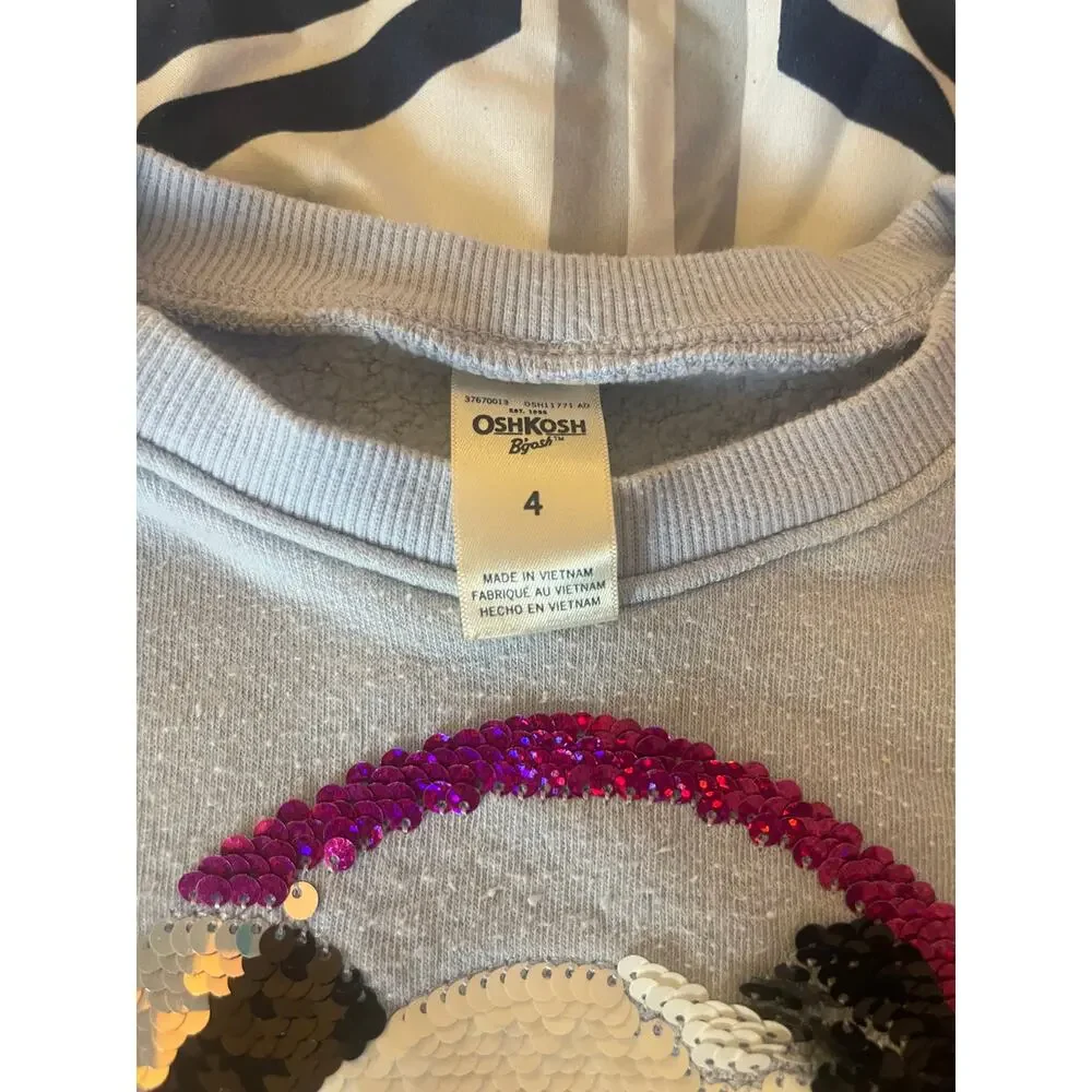 OshKosh B'Gosh Girls Panda Headphones Sequined Sweatshirt Youth Size 4